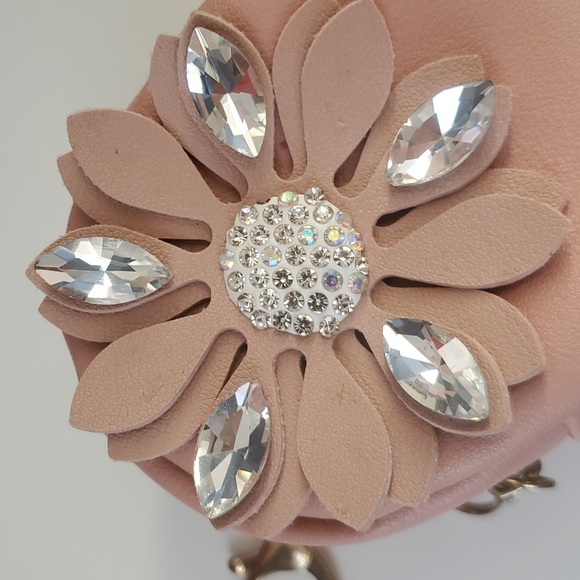 Pink Mini Backpack Bag Charm – Coin Purse Keychain – Bejeled Flower - Picture 12 of 12